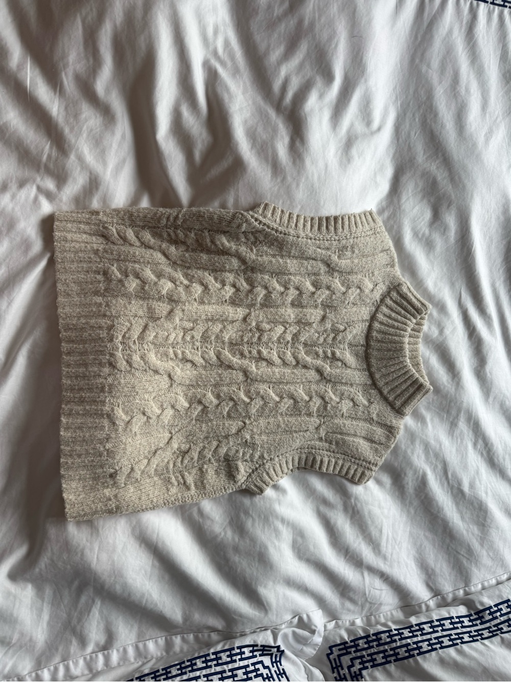 a new day Cream Cable Knit Sleeveless Turtleneck Sweater Vest
